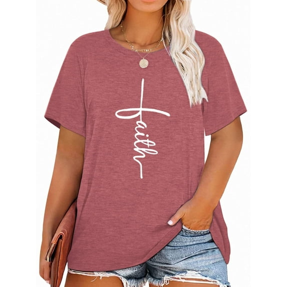 XCHQRTI Christian Shirts for Women Plus Graphic Blessed Girl Tees Jesus Religous Tops