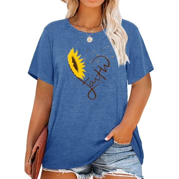 XCHQRTI Christian Shirts for Women Plus Graphic Blessed Girl Tees Jesus Religous Tops