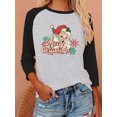 thumbnail image 1 of Anbech Christmas 3/4 Sleeve T Shirts for Women Shirt Merry Christmas Tees Funny Christmas Snowflake Graphic Shirts Baseball Tee Tops, 1 of 4