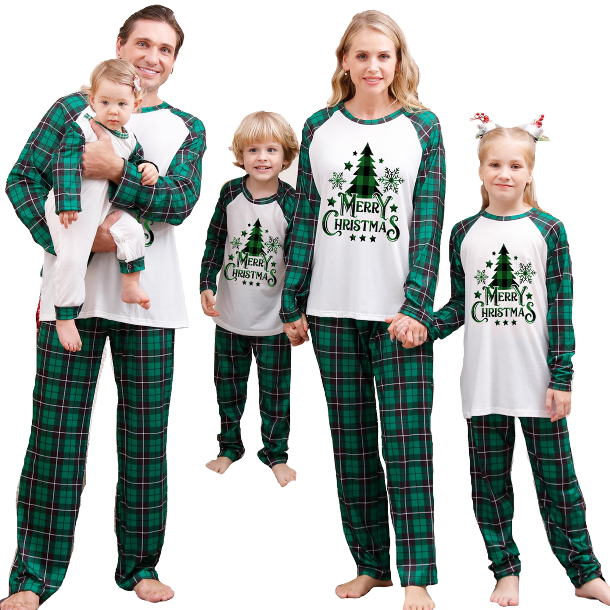 XCHQRTI Christmas Family Pajamas Matching Nightgowns Graphic Long ...