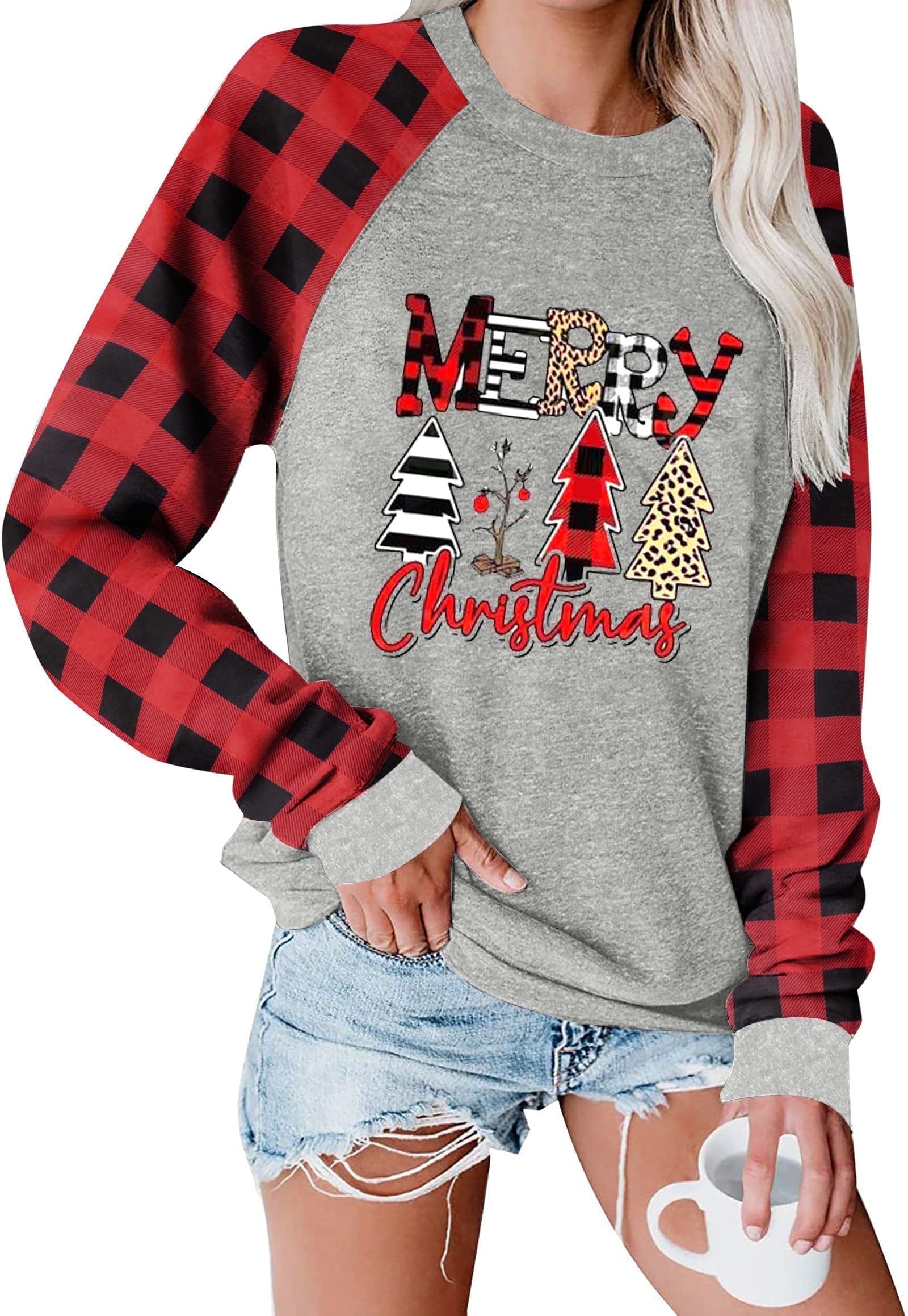 Women's Sequin Santa Round Neck Short Sleeve T-Shirt - Christmas Graphic Tee main image 1