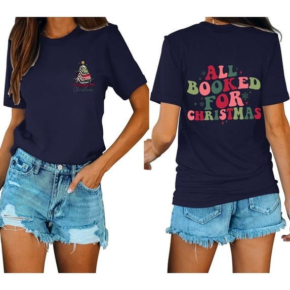 Anbech Christmas Short Sleeve Tshirts for Women Merry Christmas Tees Snowflake Graphic Tee Tops