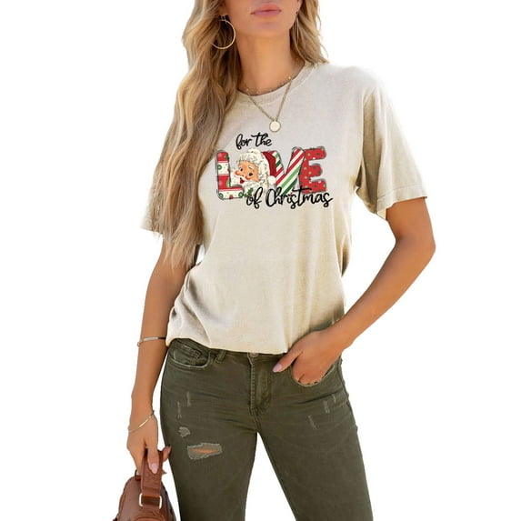 Anbech Christmas Short Sleeve Tshirts for Women Merry Christmas Tees Snowflake Graphic Tee Tops