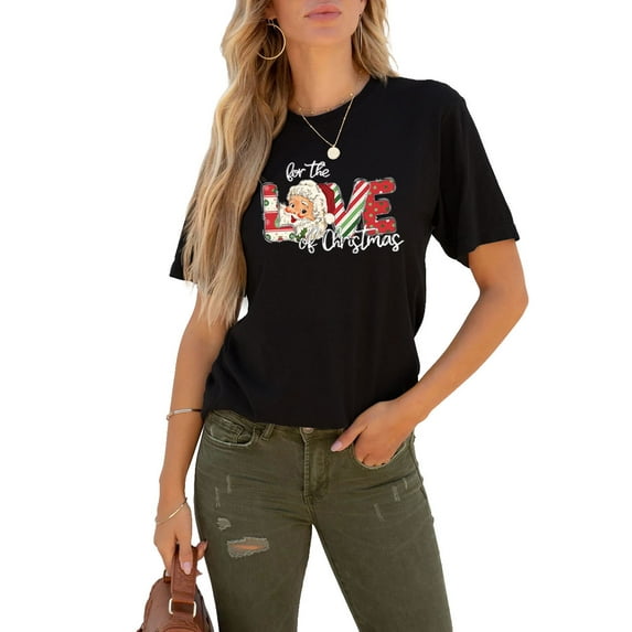 Anbech Christmas Short Sleeve Tshirts for Women Merry Christmas Tees Snowflake Graphic Tee Tops