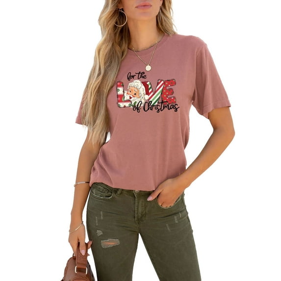 Anbech Christmas Short Sleeve Tshirts for Women Merry Christmas Tees Snowflake Graphic Tee Tops