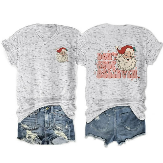 Anbech Christmas Short Sleeve Tshirts for Women Merry Christmas Tees Snowflake Graphic Tee Tops
