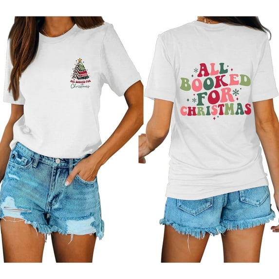 Anbech Christmas Short Sleeve Tshirts for Women Merry Christmas Tees Snowflake Graphic Tee Tops
