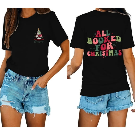 Anbech Christmas Short Sleeve Tshirts for Women Merry Christmas Tees Snowflake Graphic Tee Tops