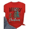 thumbnail image 1 of XCHQRTI Christmas Tree Women's Shirt Graphic Funny Letter Holiday Tshirt Short Sleeve Casual Tee Tops, 1 of 2