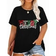thumbnail image 1 of Anbech Christmas Trees Women Shirt Plus Size Graphic Top It's Fine Letter Short Sleeve Tshirt, 1 of 10