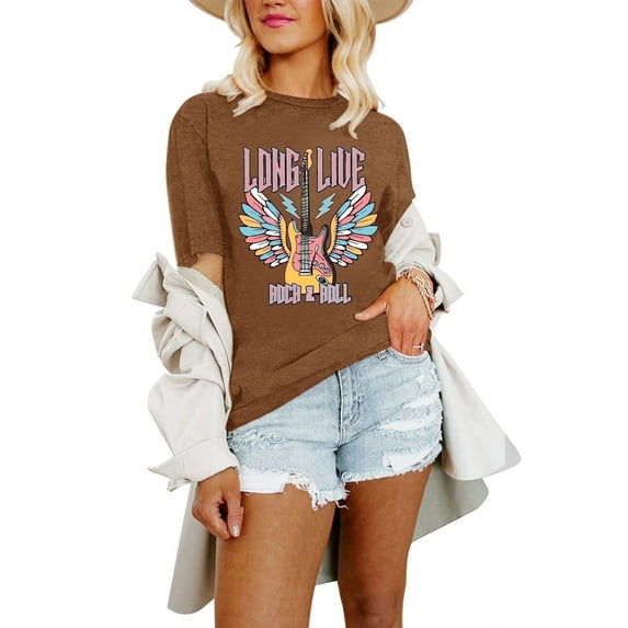 XCHQRTI Country Music Women T-Shirt Raised on 90s Vintage Graphic Tshirt Casual Guitar Shirts