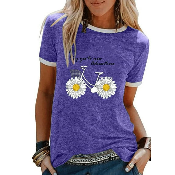 XCHQRTI Daisy Shirt for Women Be Kind Graphic Tshirt Short Sleeve Crew Neck Summer Tops
