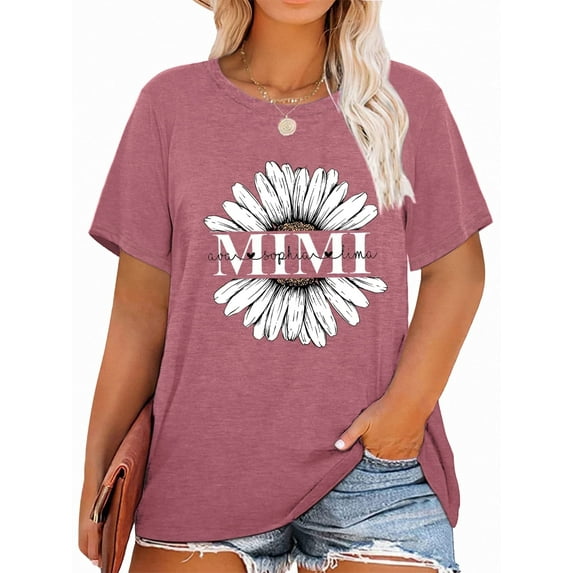 XCHQRTI Daisy T Shirts Women Plus Size Graphic Tshirts Casual Short Sleeve Oversized Tee