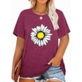 thumbnail image 1 of XCHQRTI Daisy T Shirts Women Plus Size Graphic Tshirts Casual Short Sleeve Oversized Tee, 1 of 7