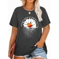 thumbnail image 1 of XCHQRTI Daisy T Shirts Women Plus Size Graphic Tshirts Casual Short Sleeve Oversized Tee, 1 of 7