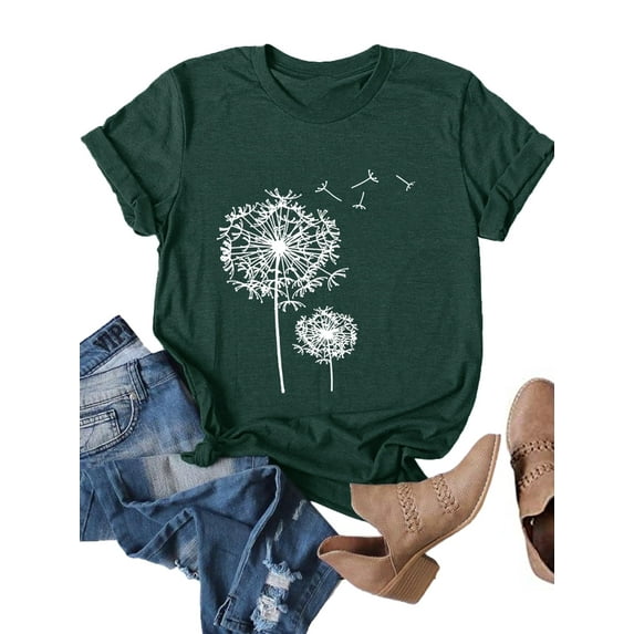 XCHQRTI Dandelion Shirt Womens Be Kind Graphic Casual Short Sleeve Tee Top