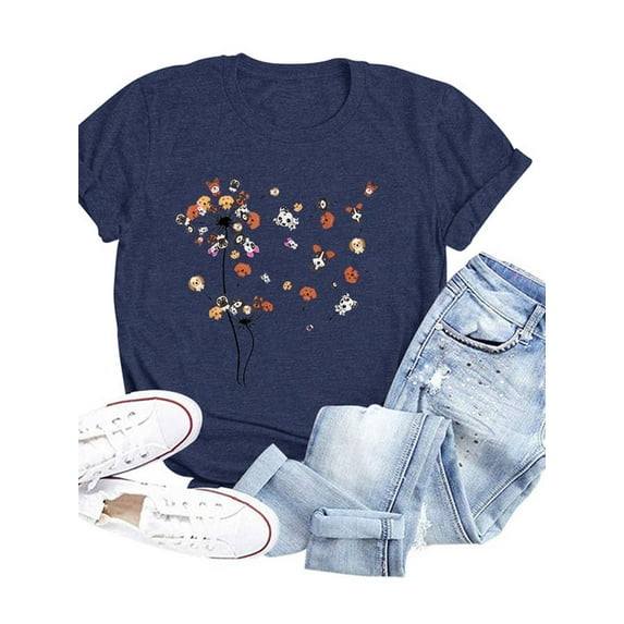 XCHQRTI Dandelion Shirt Womens Be Kind Graphic Casual Short Sleeve Tee Top