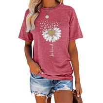 XCHQRTI Dandelion Shirt Womens Be Kind Graphic Casual Short Sleeve Tee Top