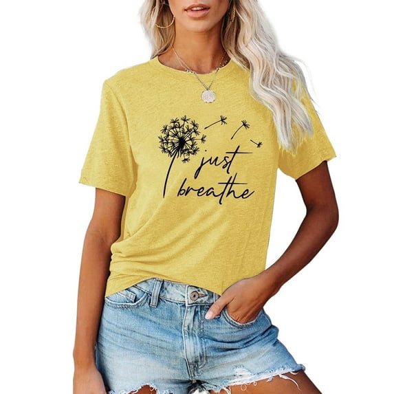 XCHQRTI Dandelion Tshirt Women Graphic Tees Casual Short Sleeve Christian Shirts