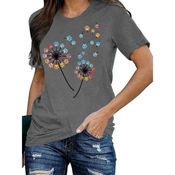 XCHQRTI Dandelion Tshirt Women Graphic Tees Casual Short Sleeve Christian Shirts