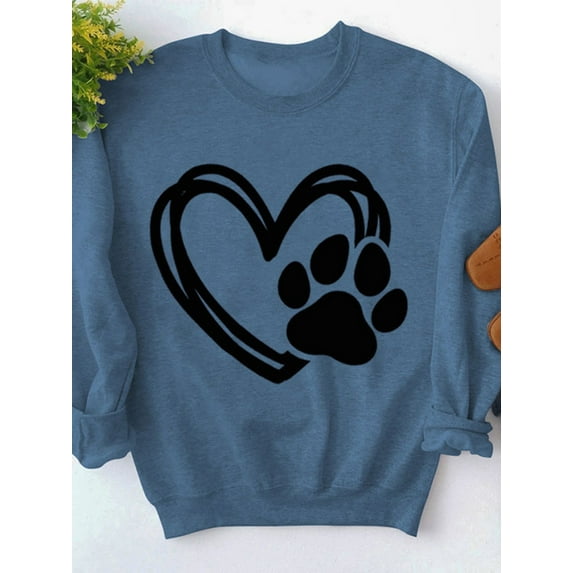 XCHQRTI Dog Mom Sweatshirt Women Dog Paw Pullover Graphic Long Sleeve Drop Shoulder Sweatshirt Top
