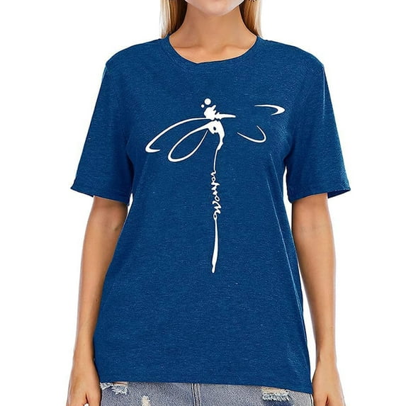 XCHQRTI Dragonfly Shirts Women Graphic Tee Short Sleeve T Shirt Dragonflies Nature Tshirts