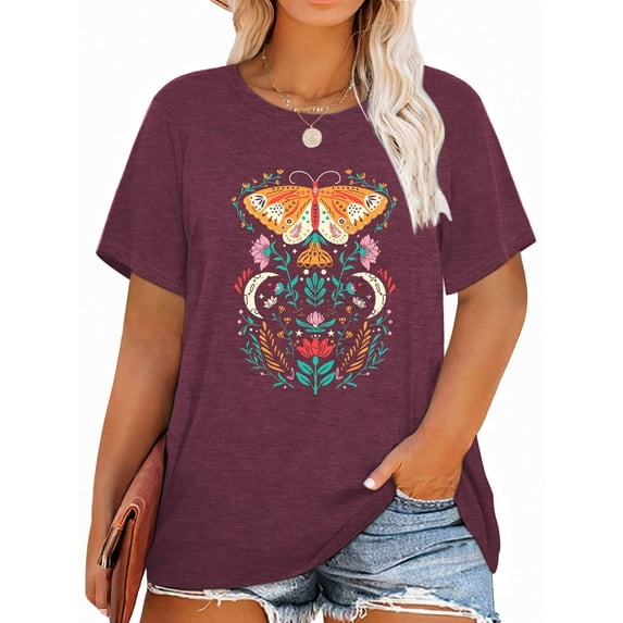 XCHQRTI Faith Flower T-Shirts for Women Plus Size Graphic Tees Athletic Women Christian Tunic Tees