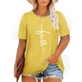 thumbnail image 1 of XCHQRTI Faith Flower T-Shirts for Women Plus Size Graphic Tees Athletic Women Christian Tunic Tees, 1 of 6