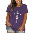 thumbnail image 1 of XCHQRTI Faith Flower T-Shirts for Women Plus Size Graphic Tees Athletic Women Christian Tunic Tees, 1 of 8