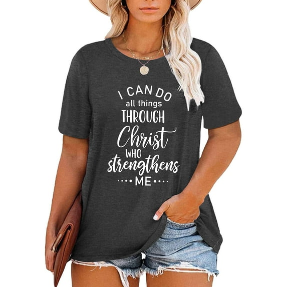 XCHQRTI Faith Shirts for Women Plus Size Graphic Tees Short Sleeve Vintage T Shirts Oversized Religious Ladies Tee Shirts