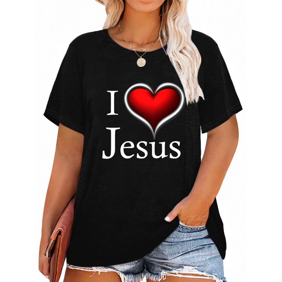 XCHQRTI Faith Shirts for Women Plus Size Graphic Tees Short Sleeve Vintage T Shirts Oversized Religious Ladies Tee Shirts