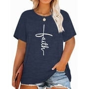 XCHQRTI Faith T Shirt Plus Women Graphic Tees Sunflower Christian Tops Clothes Short Sleeve