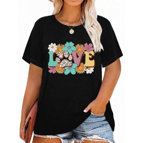 XCHQRTI Floral Plus Size T Shirts for Women Daisy Graphic Tshirts Nature Casual Short Sleeve Tees