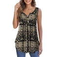 thumbnail image 1 of XCHQRTI Flower Hide Belly Blouses for Women Henley Sleeveless Shirt Summer Basic Flowy Tunic Tank Top, 1 of 3