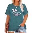 thumbnail image 1 of XCHQRTI Funny Rabbit Women Shirt Plus Size Graphic Tee Happy Easter Short Sleeve Oversized Tshirt, 1 of 9