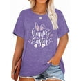 thumbnail image 1 of XCHQRTI Funny Rabbit Women Shirt Plus Size Graphic Tee Happy Easter Short Sleeve Oversized Tshirt, 1 of 9