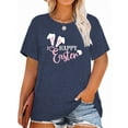 thumbnail image 1 of XCHQRTI Funny Rabbit Women Shirt Plus Size Graphic Tee Happy Easter Short Sleeve Oversized Tshirt, 1 of 9