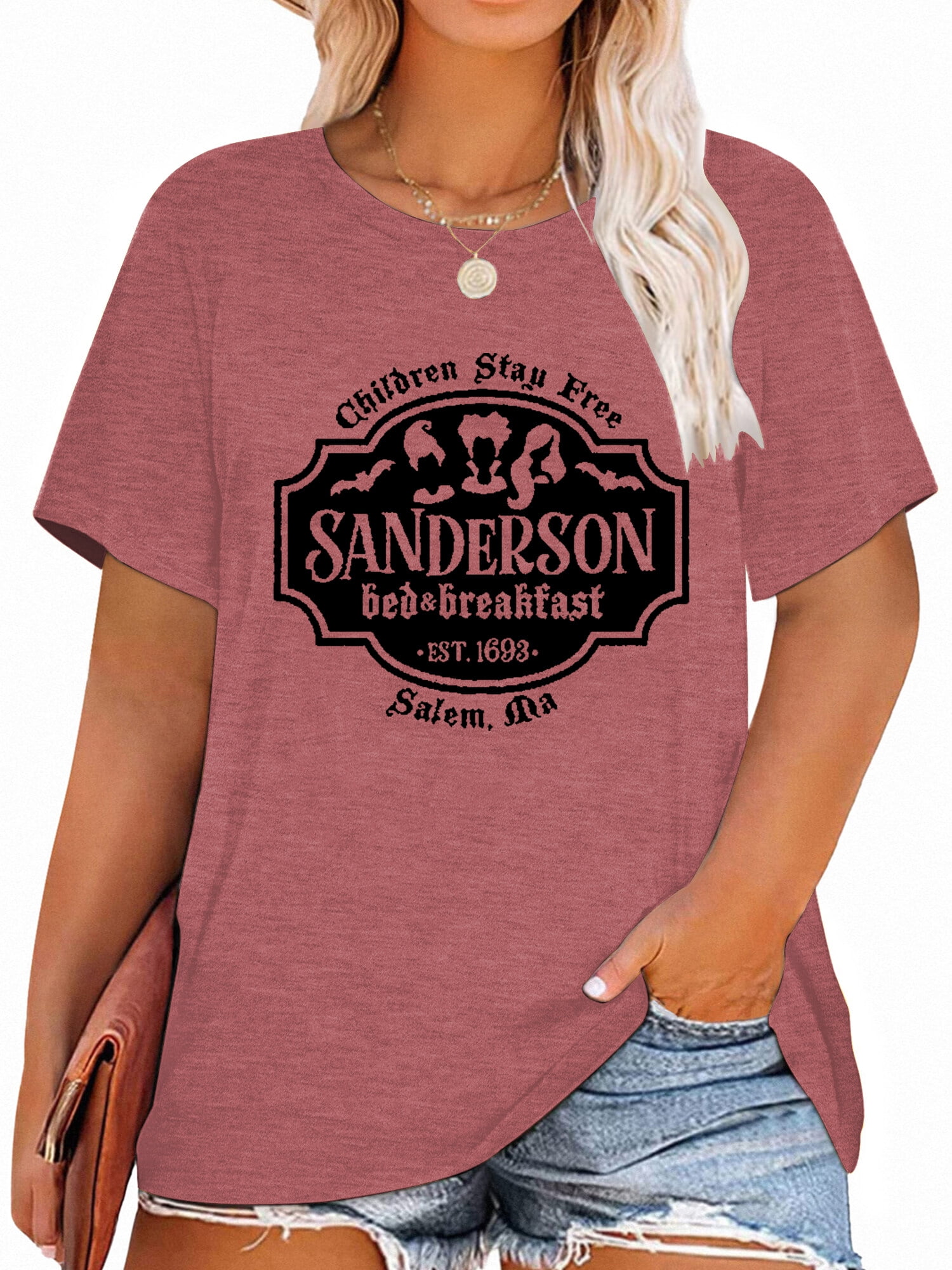 XCHQRTI Halloween Shirts for Women Hocus Pocus Plus Size Tshirt Sanderson Sisters Short Sleeve
