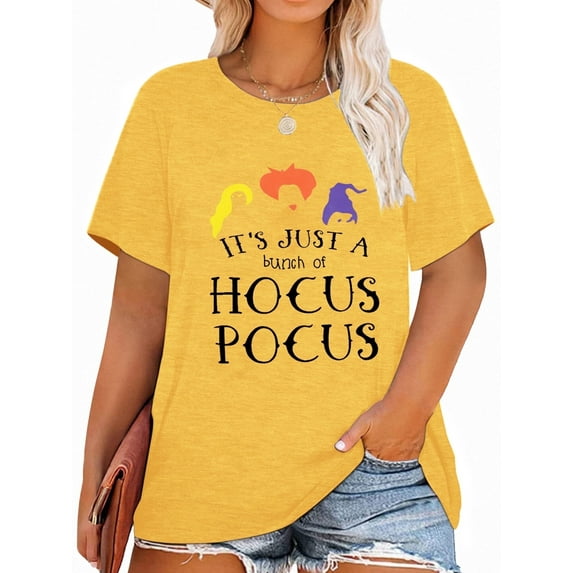 XCHQRTI Halloween Shirts for Women Hocus Pocus Plus Size Tshirt Sanderson Sisters Short Sleeve Casual Tee Tops