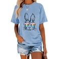 thumbnail image 1 of XCHQRTI Happy Easter Shirt for Women Short Sleeve Graphic Rabbit Cute Tshirt Letter Vintage Tee Shirt, 1 of 8