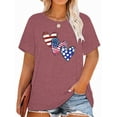 thumbnail image 1 of XCHQRTI Heart Women Graphic Shirt Plus Size 4th of July Short Sleeve Shirt Valentine's Day Top, 1 of 5