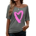 thumbnail image 1 of XCHQRTI Heart Tshirt for Women Graphic Tee Tops Beautiful Crazy Love Letter Printed Casual Short Sleeve Concert Shirts, 1 of 2