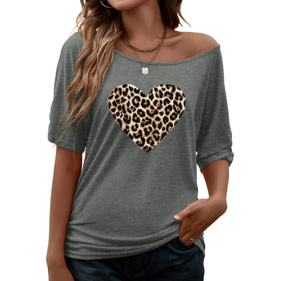 XCHQRTI Heart Tshirt for Women Graphic Tee Tops Beautiful Crazy Love Letter Printed Casual Short Sleeve Concert Shirts