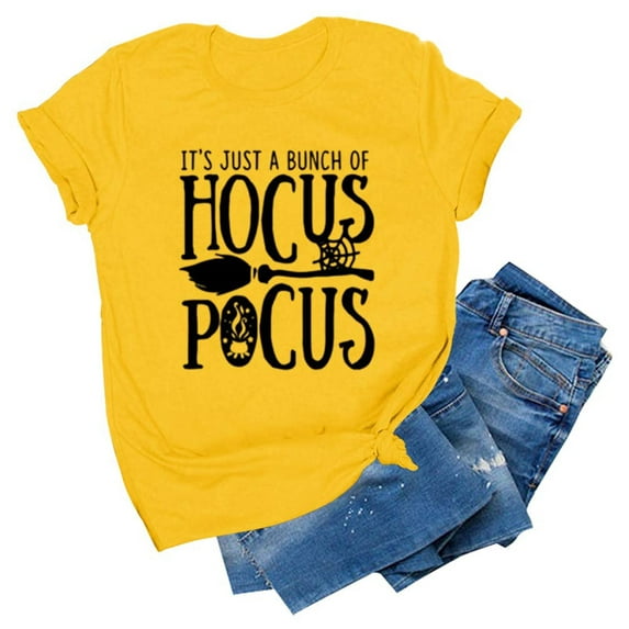 XCHQRTI Hocus Pocus Graphic Cute Womens Summer Tops T Shirts Funny Tees