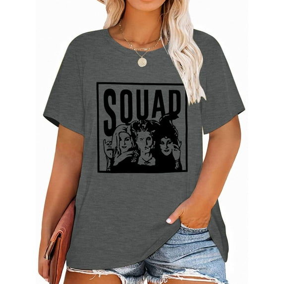 XCHQRTI Hocus Pocus Shirts for Women Plus Graphic Tees Halloween Plus Size Shirt Sanderson Sisters T Shirts