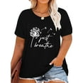 thumbnail image 1 of XCHQRTI Just Breathe Dandelion Women Tshirt Plus Size Graphic Shirt Short Sleeve Loose Tee Tops, 1 of 8