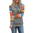 thumbnail image 1 of XCHQRTI Long Sleeve Shirt for Women Color Block Stripe Tee Cotton Female Tops, 1 of 4