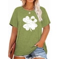 thumbnail image 1 of XCHQRTI Lucky Leaf Clover Women Shirt Plus Size T-Shirt St. Patrick's Day Graphic Top Oversized O Neck Tee, 1 of 9