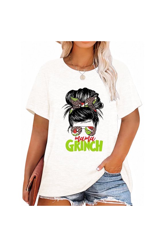 Merry Christmas Plus Size Shirts for Women Oversized T-Shirt Graphic Chrsitmas Tees Short Sleeve