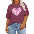 thumbnail image 1 of XCHQRTI Womens Oversized Love Shirt Half Sleeve Summer Tee Graphic Valentine's Day Plus Tops, 1 of 7